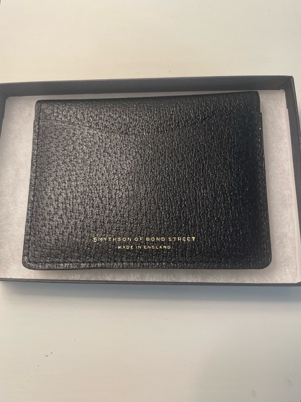 Smythson of Bond Street Black Leather Card Case ID Window Made in England NNT